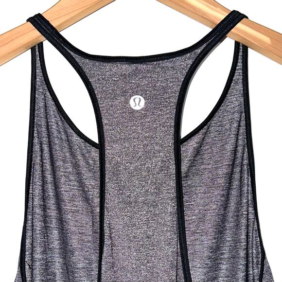 Lululemon Time To Sweat Heathered Black Grey My Race My Pace Tank Top Size 6 - Picture 9 of 11